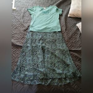 East 5th Green Floral Skirt Set
